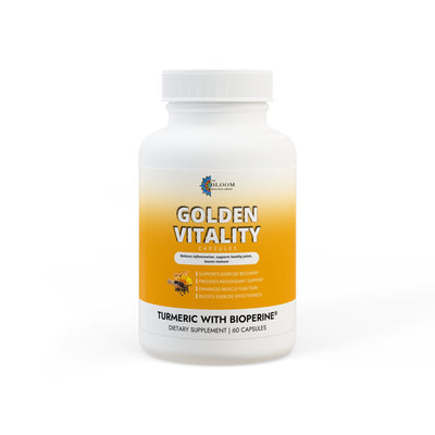 Golden Vitality Capsules - Turmeric with BioPerine® (Black Pepper Fruit Extract) Supplement (60 Capsules)